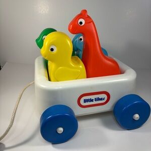 Fisher-Price Animal Pull Cart with Red, Yellow, Green Animals